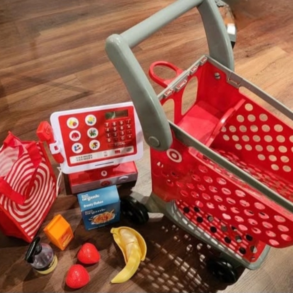 TARGET Toy Grocery Shopping Cash Register/Accessories + Cart (PRE-LOVED)